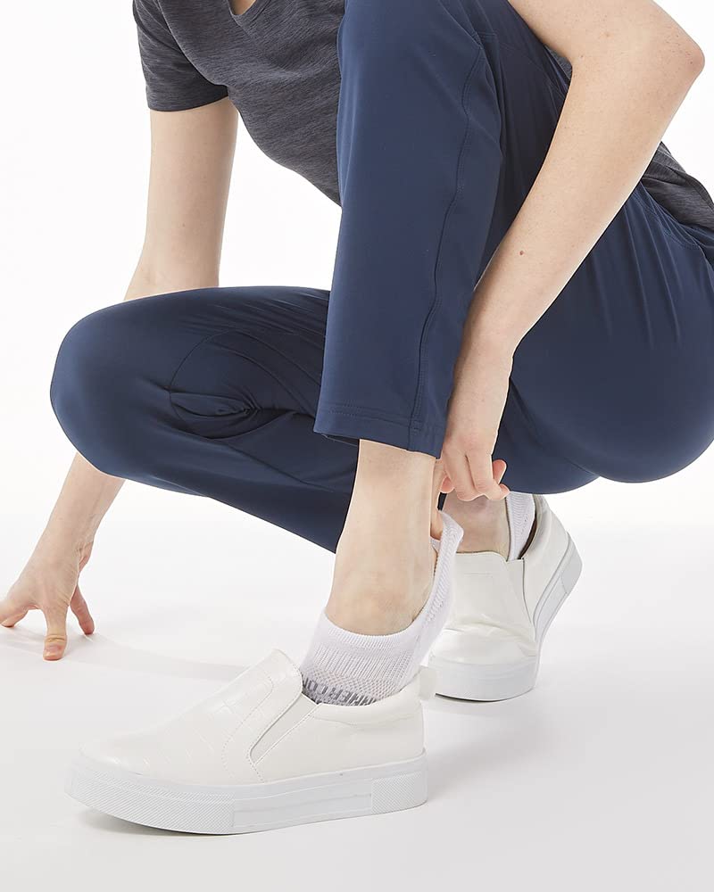 32 DEGREEES Women's 6 Pack Comfort No Show Socks | Anti-Odor | Heel Grips | Arch Support | Active | Casual | Work, White, Large