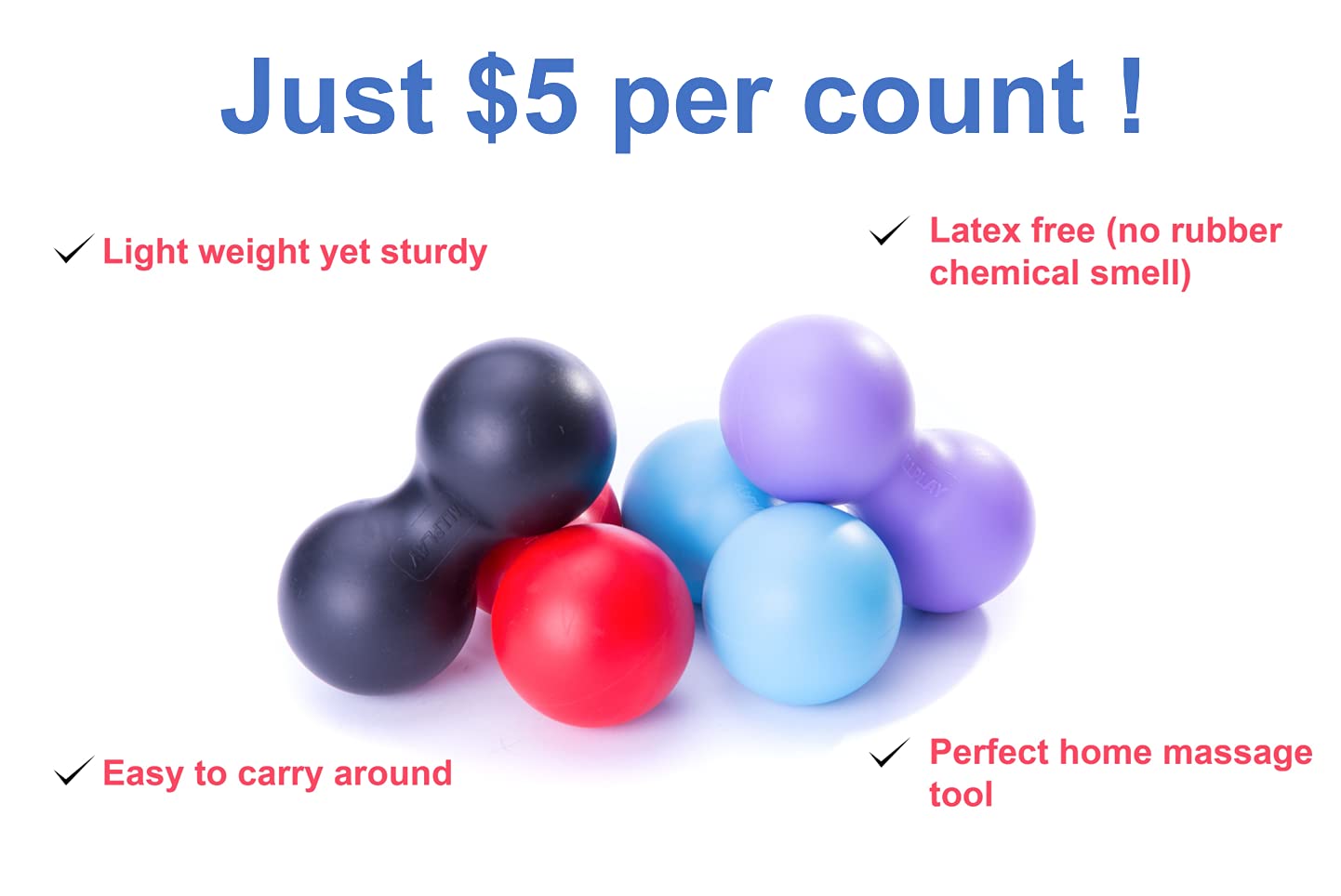 Peanut Massage Ball Roller Double Lacrosse Ball Acupoint Myofascial Release Muscle Knot Relaxer Mobility Trigger Point for Physi