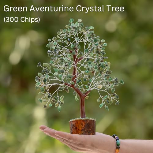 Crystal Tree of Life Green Aventurine Healing Crystal Trees for Home & Office Decoration, Handmade Gem Money Bonsai Tree for Pos