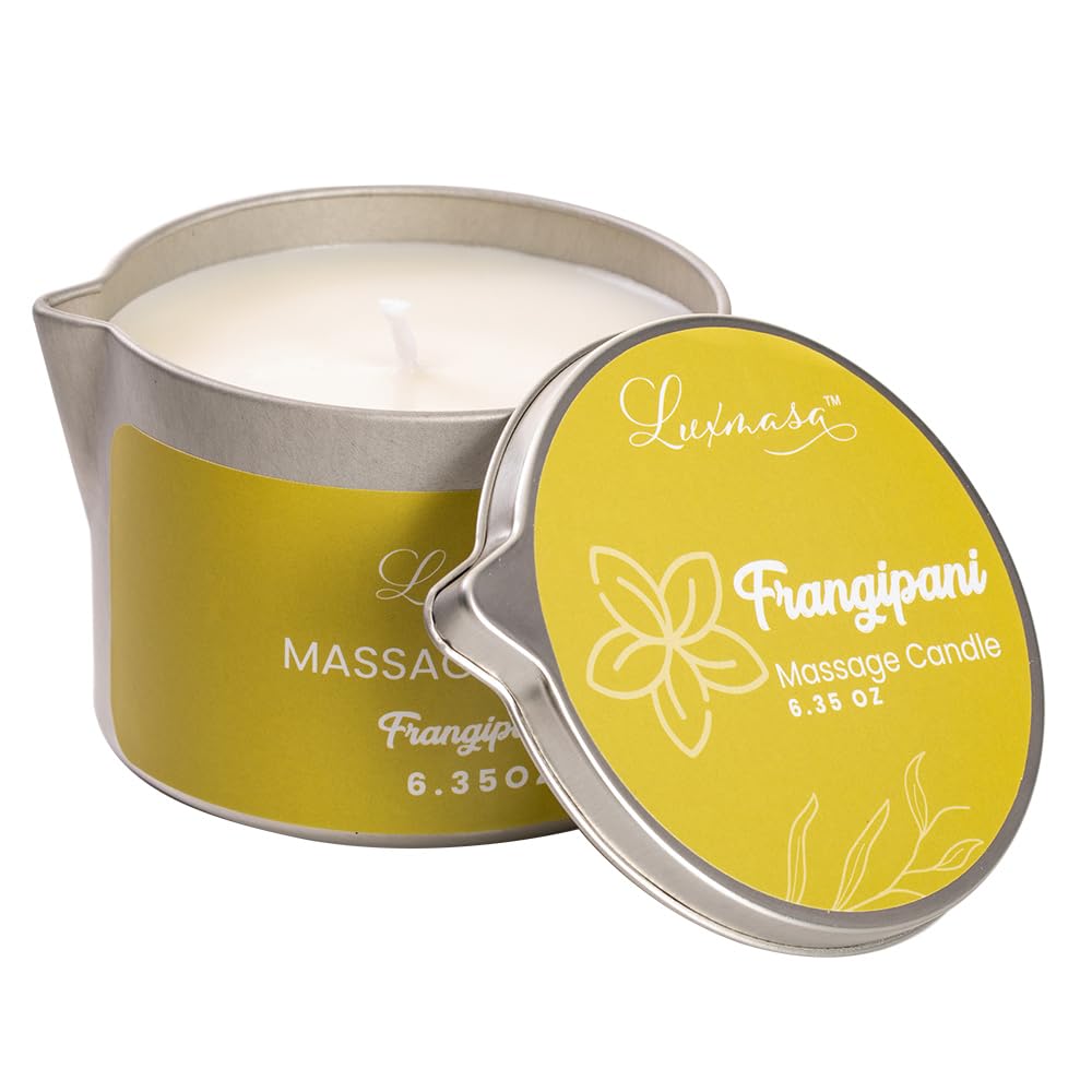 Massage Candle for Body Treatment-Jojoba Oil Infused Nourishing Lotion Candle Gift 6.35OZ (Frangipani Scent)
