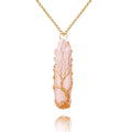 VIBILIA Healing Crystal Necklace Tree of Life Wire Wrapped Natural Rose Quartz Stone Point Pendant Necklace Hexagonal Reiki Spir