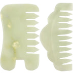 Healifty Jade Scraping Comb Set - 2Pcs Gua Sha Hair Comb for Scalp Massage and Facial Beauty Dual Use Massage Tool (Green)