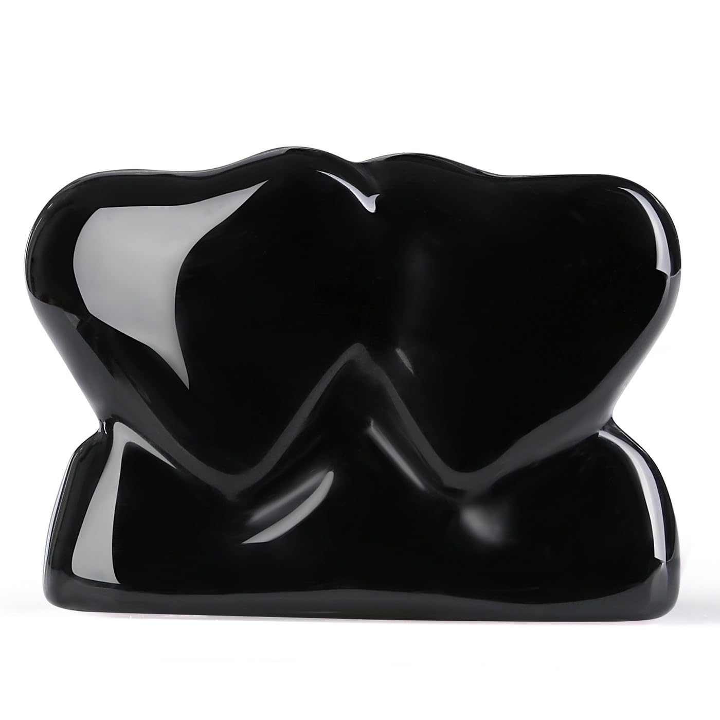 ZHIYUXI 1.8'' Black Obisdian Crystal Double Heart Stone Healing Crystal Heart Shaped Rock for Desk Decor Healing Crystals Polish