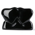 ZHIYUXI 1.8'' Black Obisdian Crystal Double Heart Stone Healing Crystal Heart Shaped Rock for Desk Decor Healing Crystals Polish