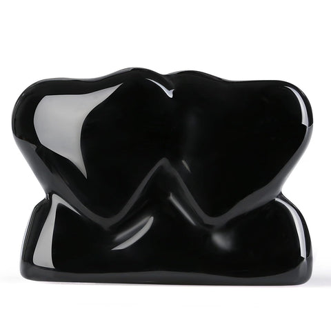 ZHIYUXI 1.8'' Black Obisdian Crystal Double Heart Stone Healing Crystal Heart Shaped Rock for Desk Decor Healing Crystals Polish