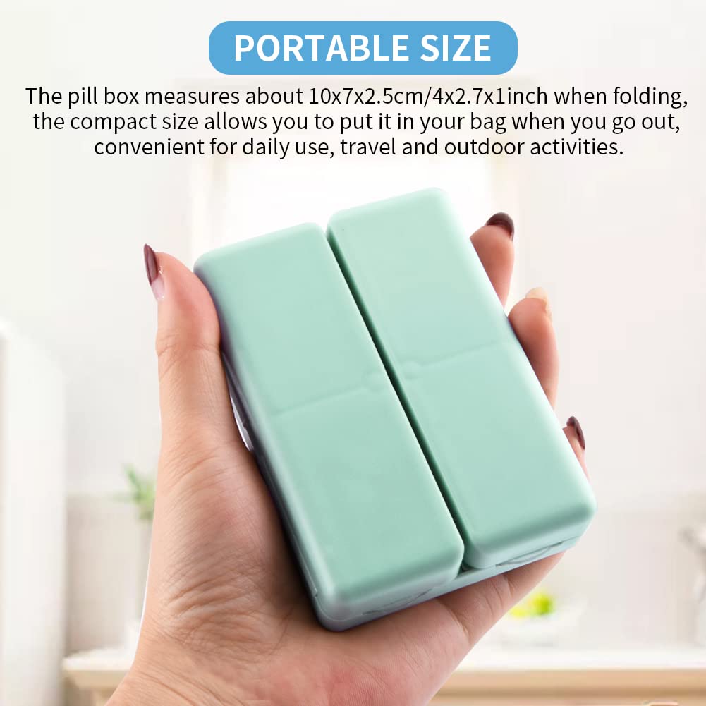 Xiaokeis 2 Pcs Pill Organizer, Travel Pill Organizer, Pocket Pharmacy with 7 Compartments Design, Magnetic Travel Pill Box Pill