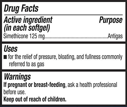 Equate - Gas Relief, Extra Strength, Simethicone 125 mg, 72 Softgels, Compare to Gas-X