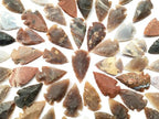 Set of 50 Raw Stone Arrowheads - Mixed Gemstone Flint Knapped Points - Authentic Primitive Hunting Spearheads for Crafts, Jewelr