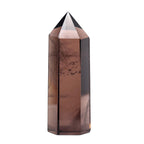 Runyangshi Smoky Quartz Crystal Wand 2.4-2.8, 6 Faceted Prism Natural Crystal Wands Towers Reiki Chakra Stone for Meditation Rei
