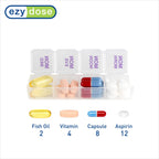 EZY DOSE Weekly (7-Day) Pill Case, Medicine Planner, Vitamin Organizer Box, 4 Times a Day, Small Removable Compartments, Covenie