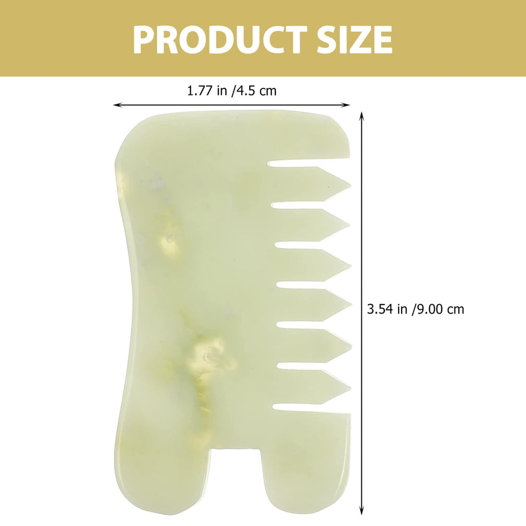 Healifty Jade Scraping Comb Set - 2Pcs Gua Sha Hair Comb for Scalp Massage and Facial Beauty Dual Use Massage Tool (Green)