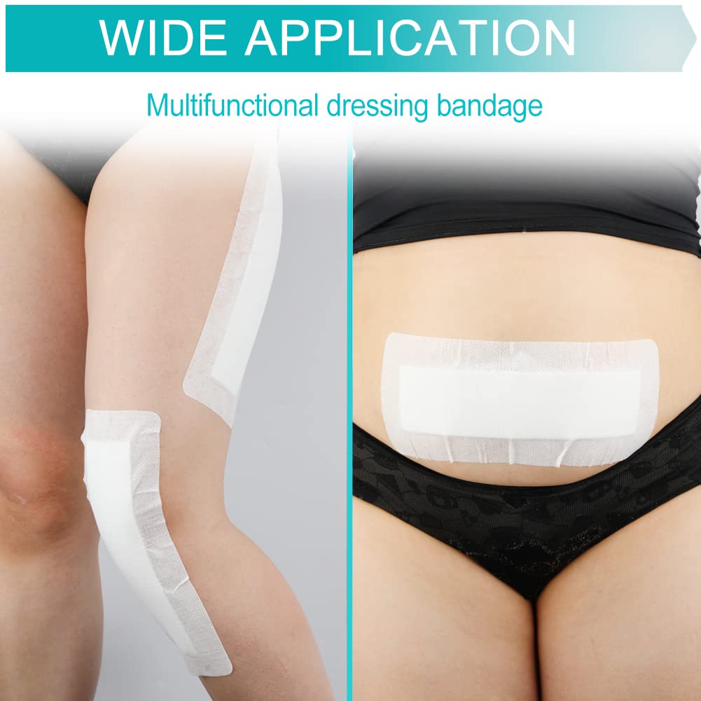 Breathable Adhesive Island Bandages Wound Dressing for Knee Replacement 4 x 8 Bordered Gauze Pad Patches Stitches Cuts Post Surg
