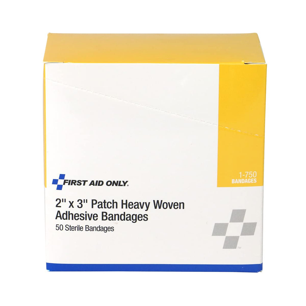 First Aid Only 1-750 Heavy Woven Fabric Adhesive Bandages, 2'' x 3'' Extra Large, 50 Count