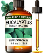 KUKKA essential oils 100% Pure & Natural Eucalyptus Essential Oil for Diffuser, Humidifier, Skin, Hair & Soap Making DIY(4 Fl Oz