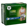 Depend Underwear for Men, Maximum, Small/Medium, Case/76 (4/19s)