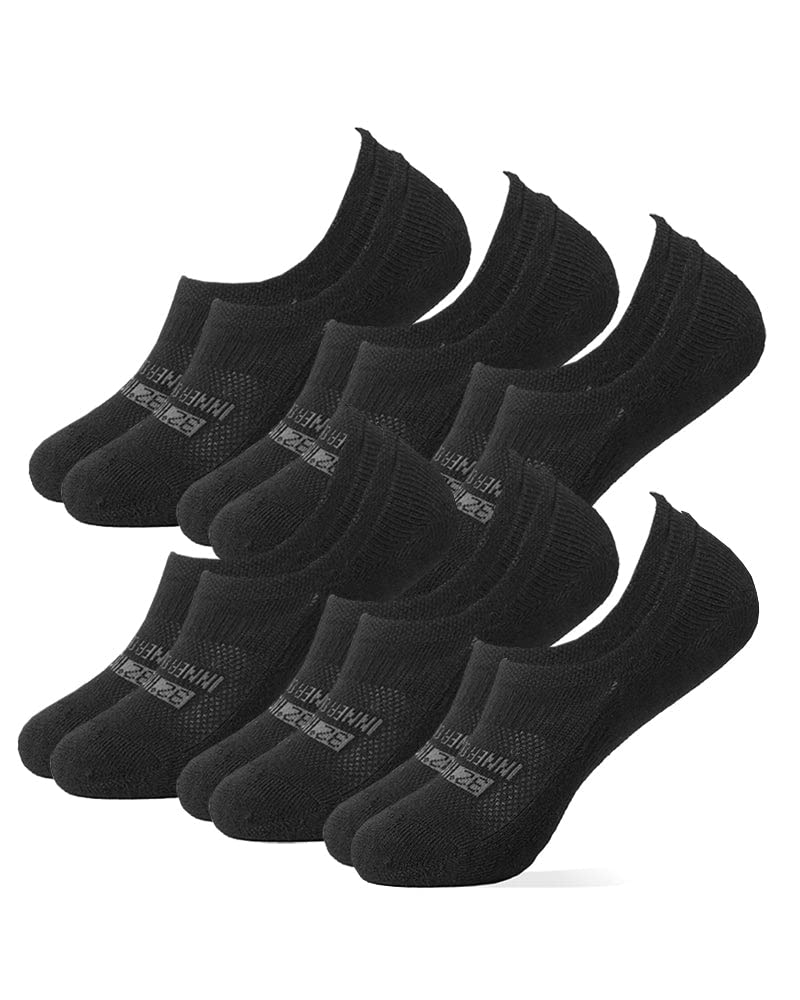 32 DEGREEES Men's 6 Pack Comfort No Show Socks | Anti-Odor | Cushioned Heel | Arch Support | Active | Casual | Work, Black, Medi