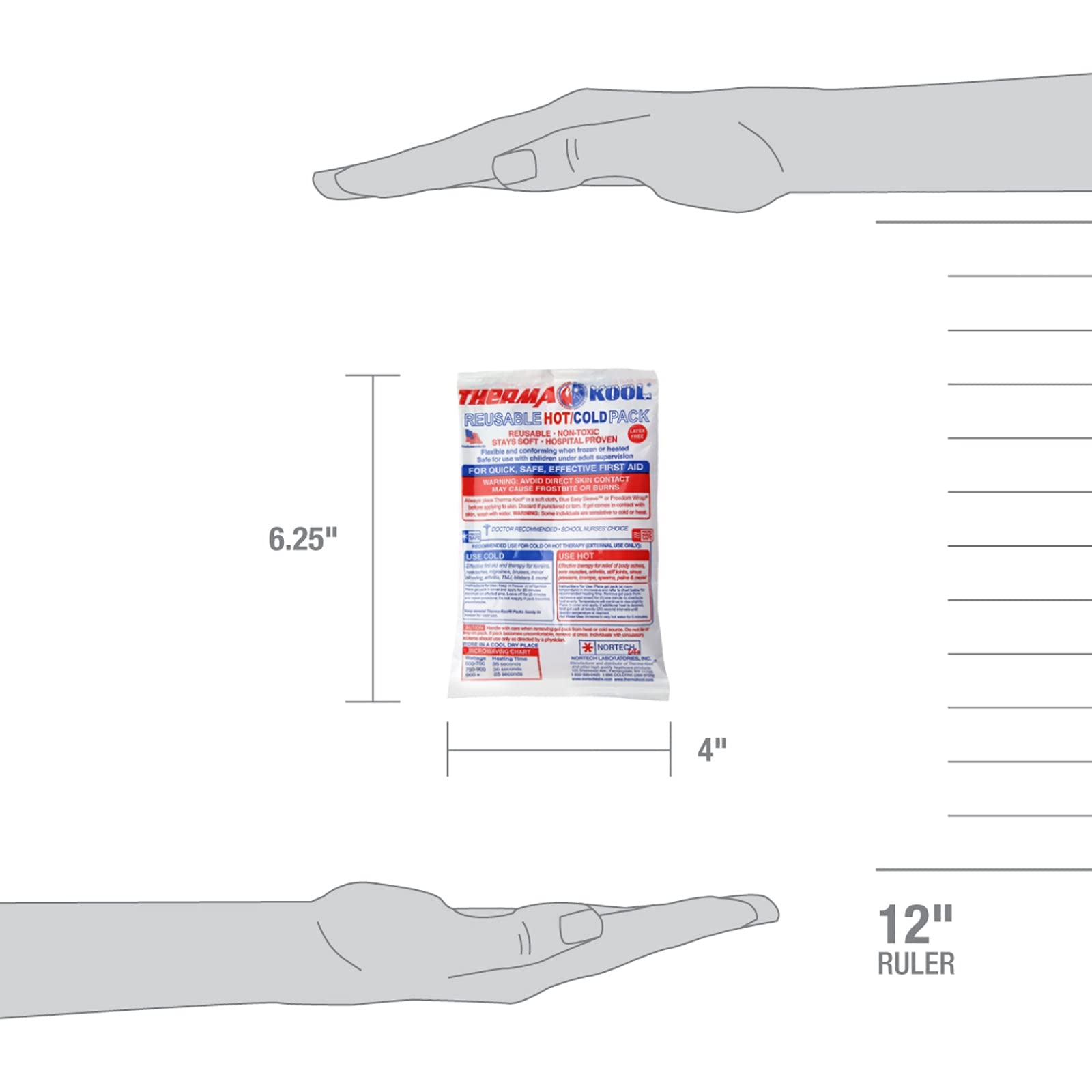 First Aid Only Reusable Hot/Cold Pack, 4 x 6, Pack of 12