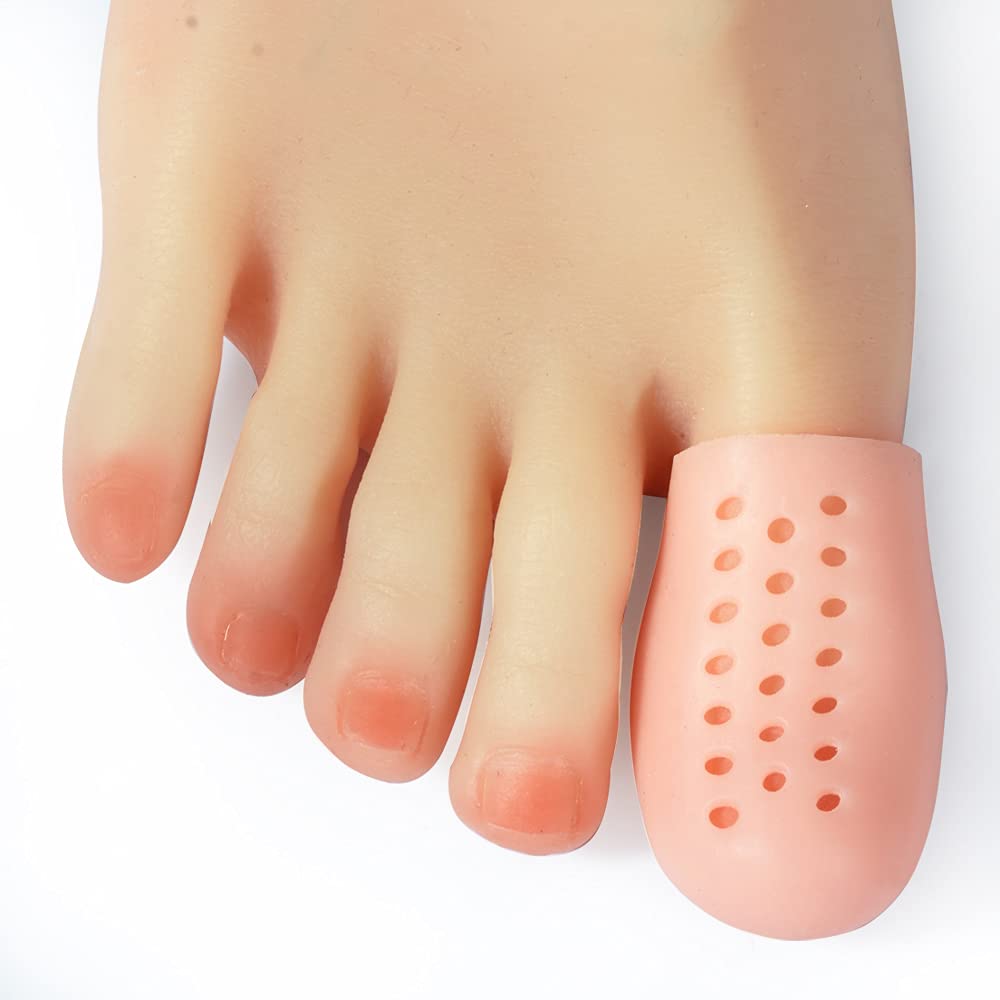 Big Toe Cap Support, Beige Breathable Toe Protector 10 Pack Toe Cover Sleeves with Holes, Provides Relief from Missing or Ingrow