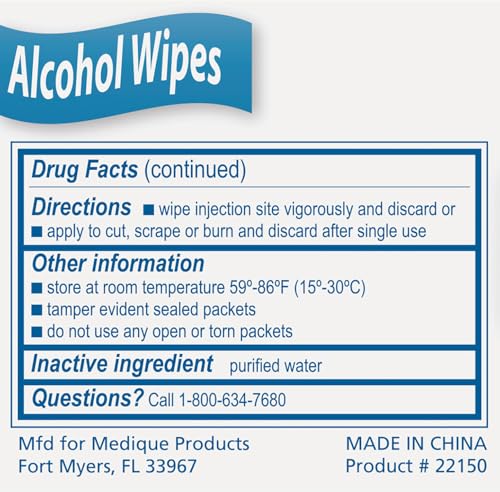 Medi-First 22150 Alcohol Skin Prep Pads, 50 Per Box