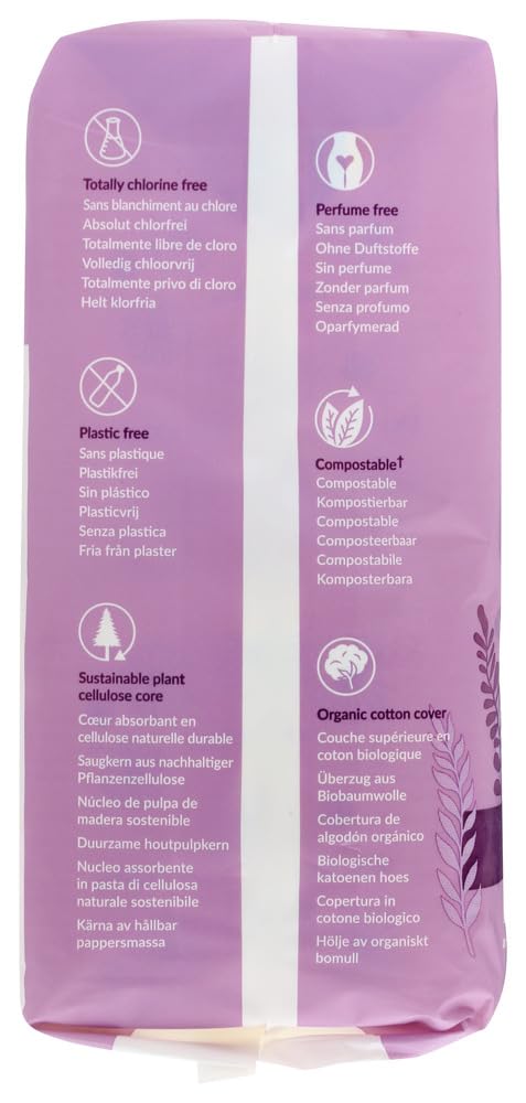 Natracare Maxi Pads Super with Organic Cotton Cover 12 ea (Pack of 8)