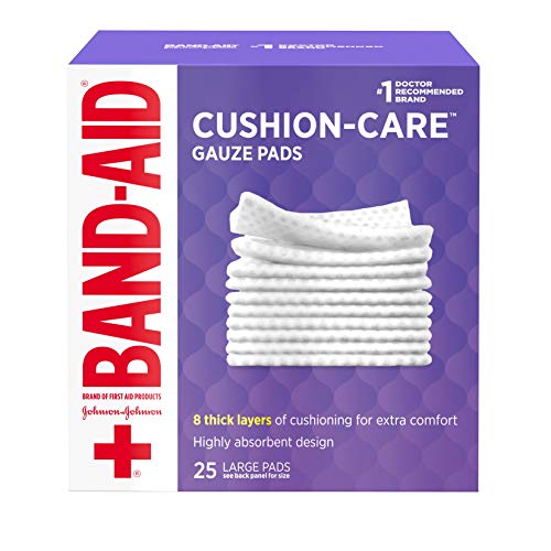 Band-Aid Brand Absorbent Cushion Care Sterile Square Gauze Pads for First Aid Protection of Minor Cuts, Scrapes & Burns, Non-Adh
