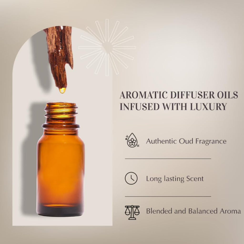 Arabic Oud Diffuser Oil Set, Essential Oils by Dukhni | 3 x 10ml Oudh Oil Gift Set for Diffuser & humidifier | 100% Pure Halal O