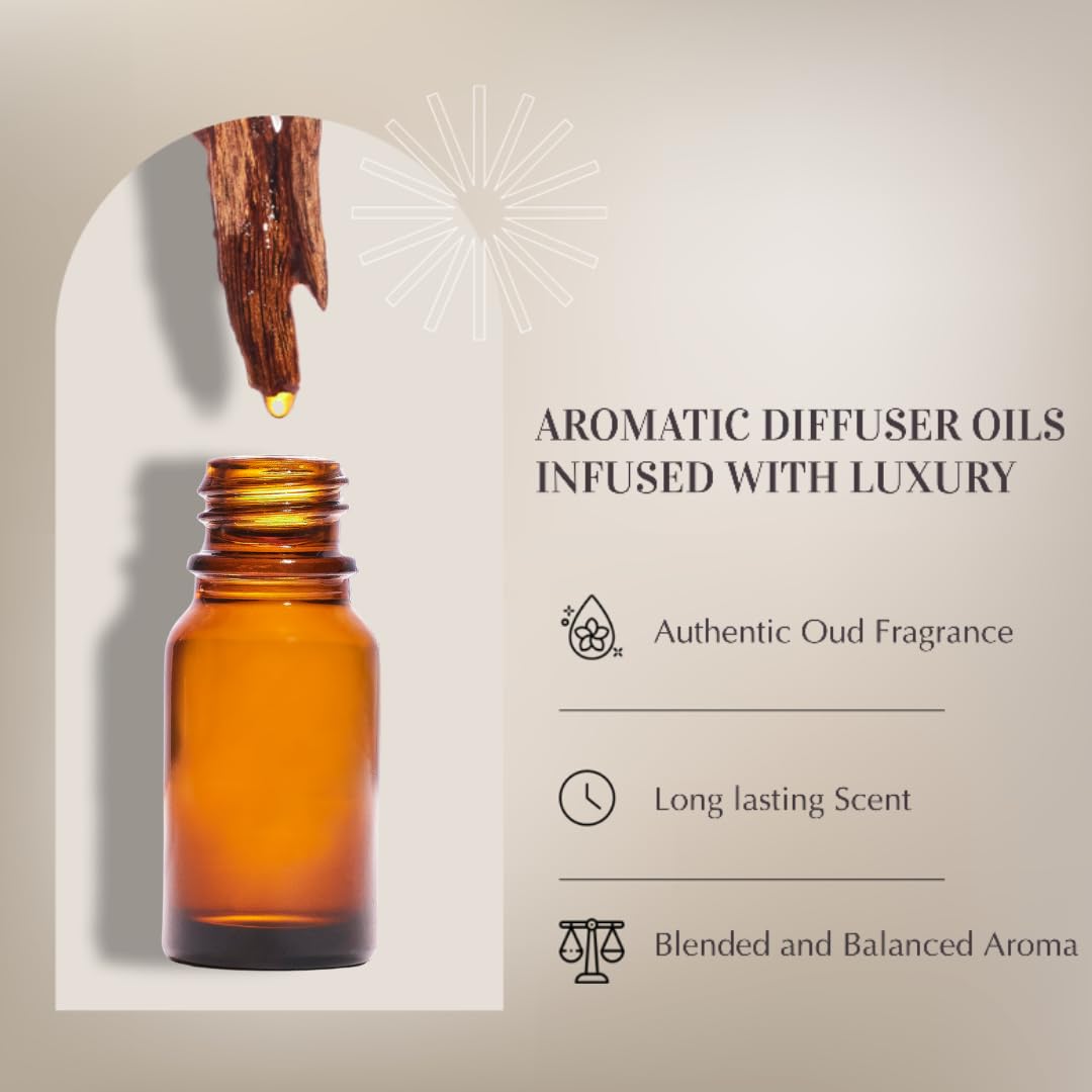 Arabic Oud Diffuser Oil Set, Essential Oils by Dukhni | 3 x 10ml Oudh Oil Gift Set for Diffuser & humidifier | 100% Pure Halal O