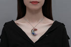 MAIBAOTA 7 Chakra Healing Crystal Necklace Gothic Necklaces for Women Crescent Moon Phase Stone Pendant Necklaces Natural Reiki