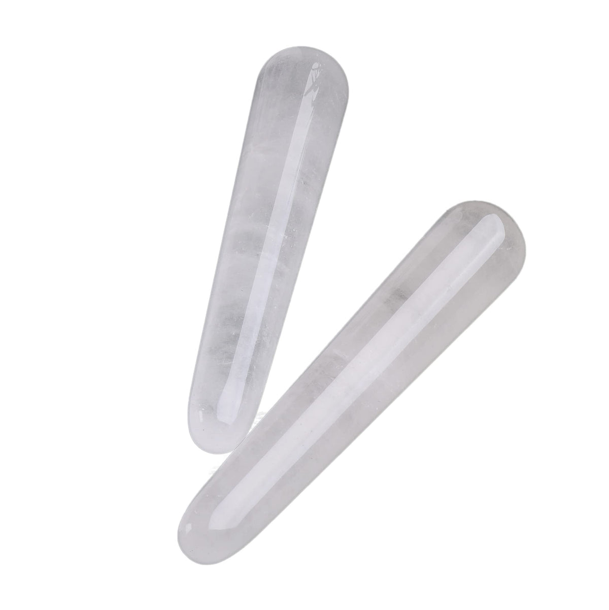 AMOYSTONE Clear Quartz Crystal Massage Wand White Gemstone Acupressure Tool