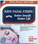 JERN 30 Natural Drug-Free Kids Better Breath Nasal Strips for Nasal Congestion, Allergy, Cold, Flu, Sinus, Stuffy Nose, Snoring,