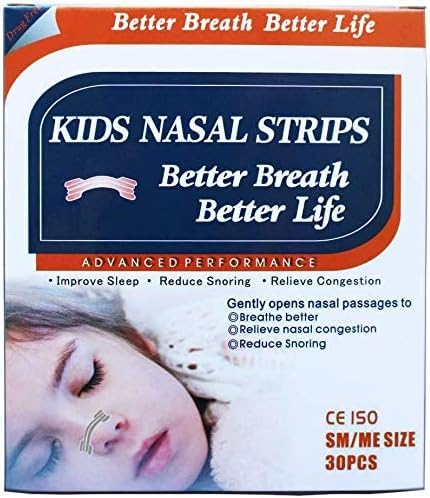 JERN 30 Natural Drug-Free Kids Better Breath Nasal Strips for Nasal Congestion, Allergy, Cold, Flu, Sinus, Stuffy Nose, Snoring,