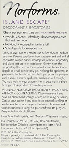 Norforms: Island Escape, Long Lasting Feminine Deodorant - 12 Suppositories