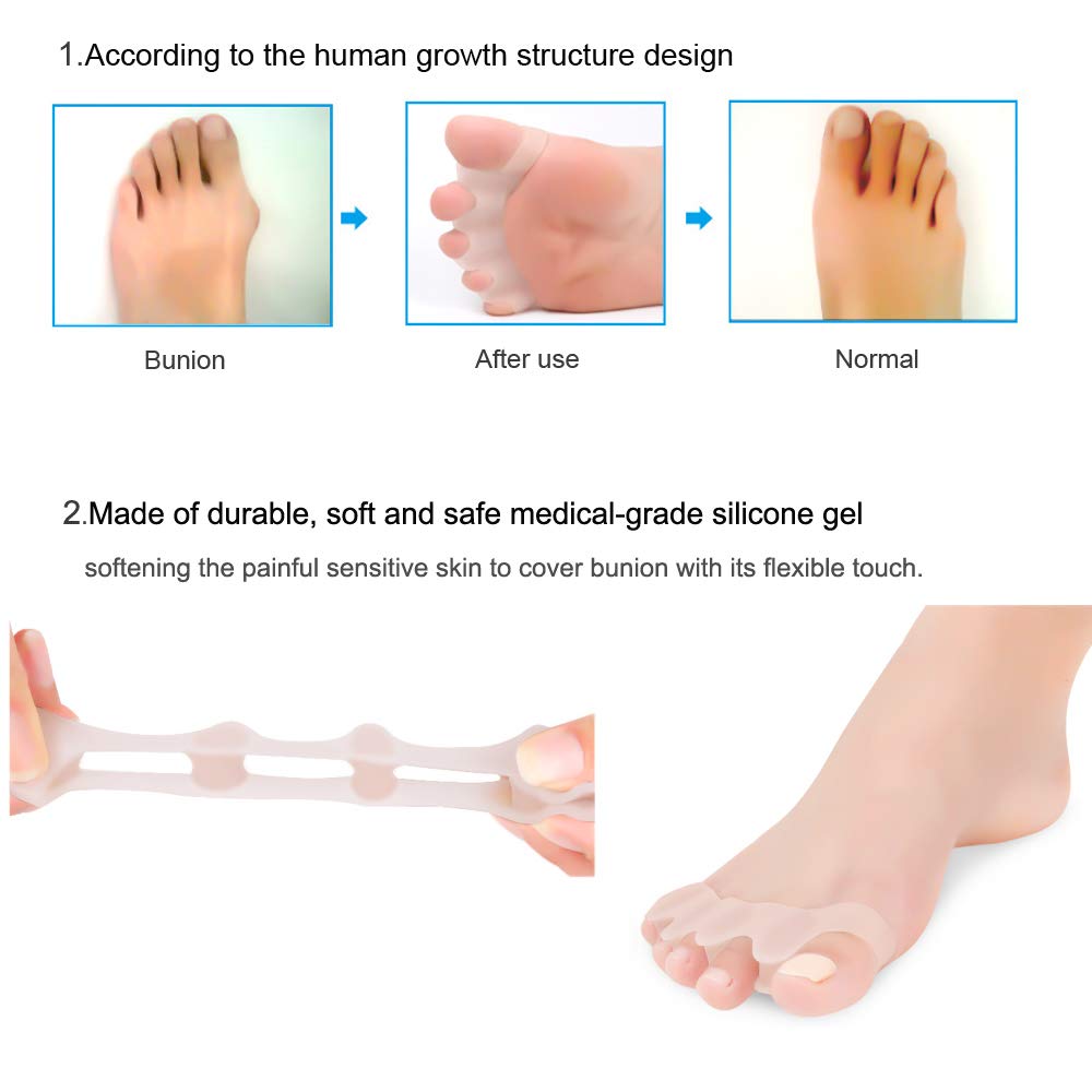 Gel Toe Stretcher & Toe Separators, Bestrice Bunion Corrector Toe Protectors Straightener Flexible Orthopedic Toe Corrector Buni