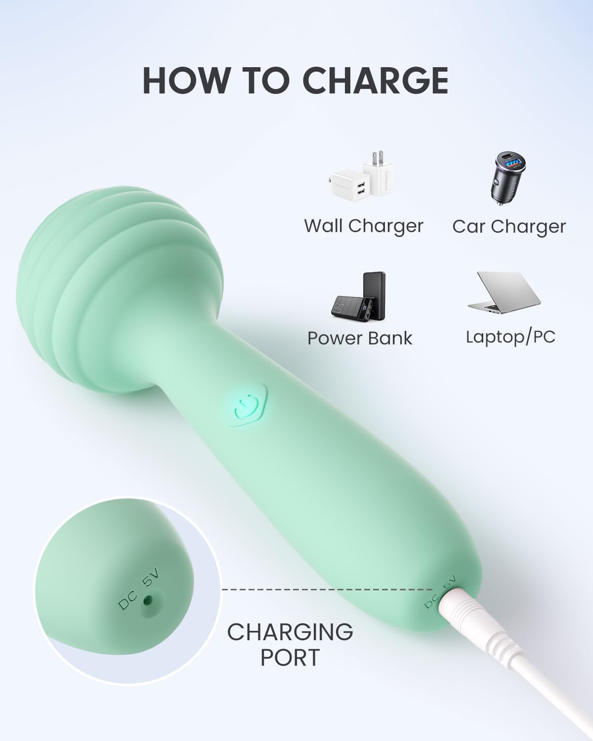 Pinkmini Portable Electric Travel Massager, Powerful Handheld Mini Muscle Face Massage Tool, Green