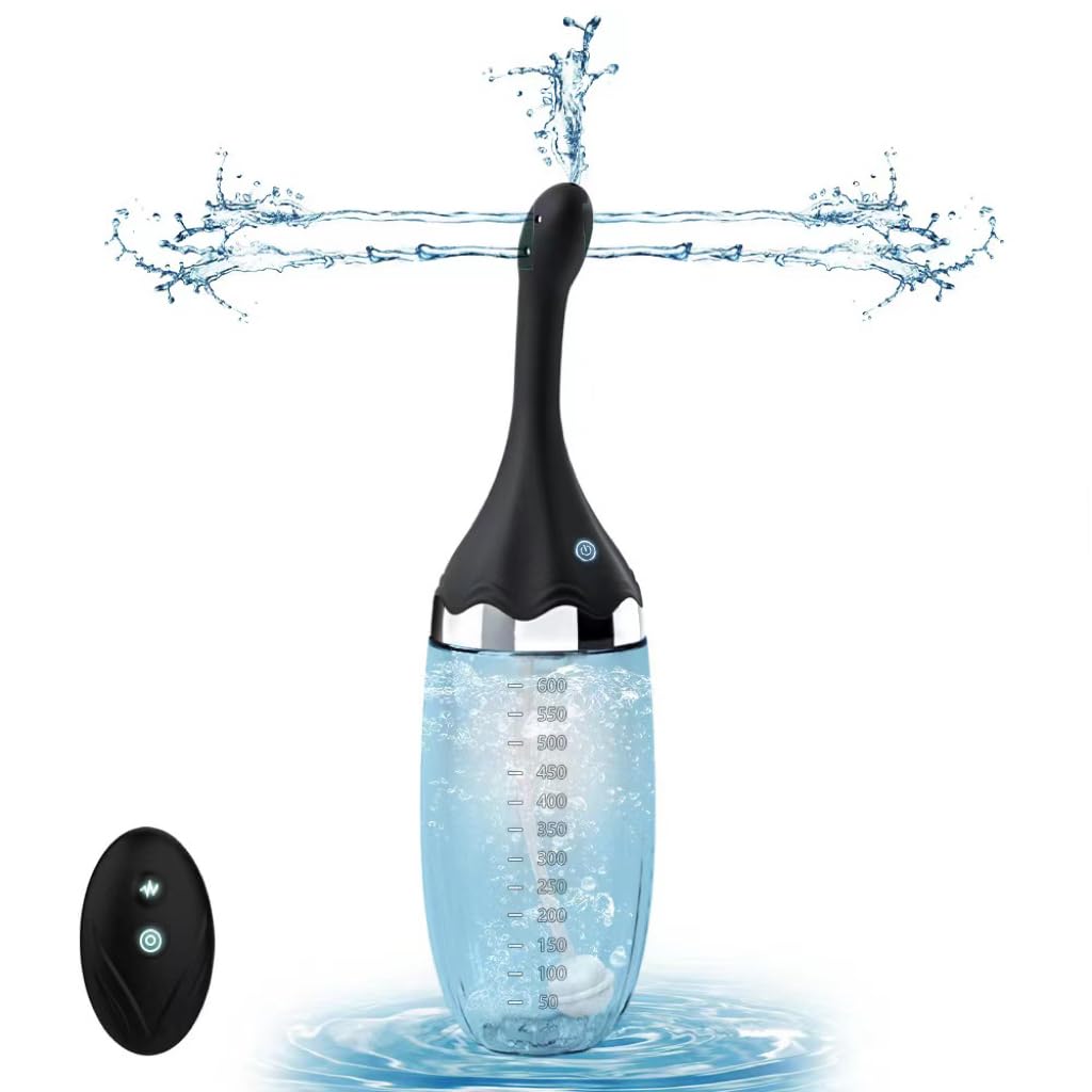 Anal Douche Automatic Enema Bulb - 20oz Electric Enemas for Colon Cleanse for Women with 3 Speeds 5 Spouts, Silicone Douches for