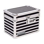 Vaultz Medicine Storage Box w/Combination Lock - 4 x 6 x 4 Inches Cabinet Safe, Black & White Stripes