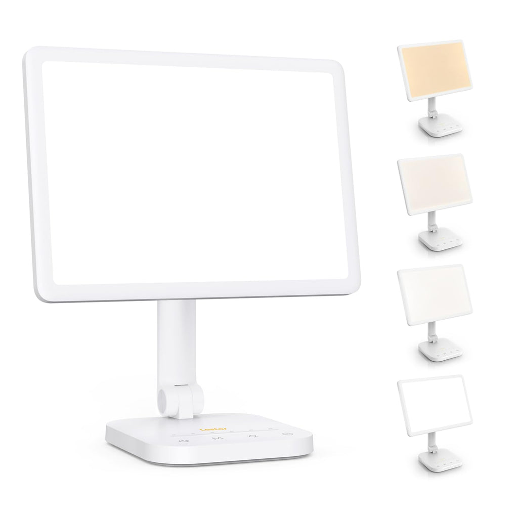 LASTAR Light Therapy Lamp, UV-Free 12000 Lux Max at 12, Sun Lamp with 5 Brightness Levels & 4 Color Temperatures & 6 Timer Funct