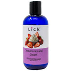 Lick Strawberries and Cream Flavored Massage Oil - 8 oz Edible Body Oil for Couples, Lightweight Formula for Glowing Skin