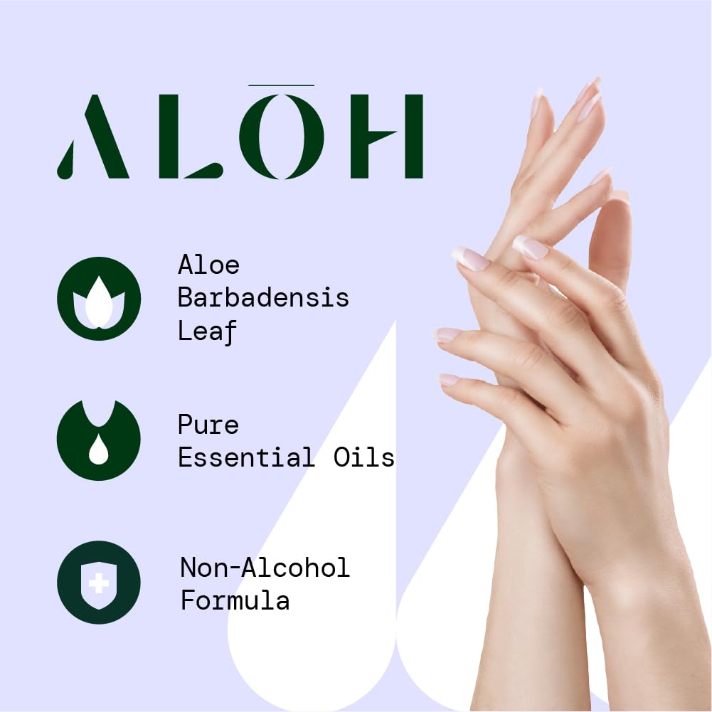 ALOH Hand Sanitizer Spray Liquid 3-pack | Lemongrass | 70% Alcohol Hydrating Hand Sanitizer Spray with Essential Oil, for Kids &