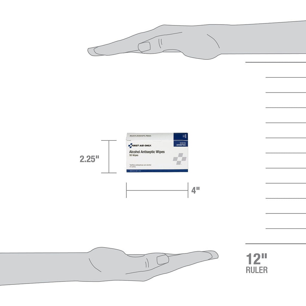 PhysiciansCare 51019 Alcohol Prep Pads, Single Use Packets, 50 Packets/BX