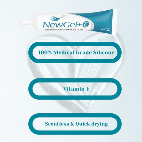 NewGel+E Advanced Silicone Scar Treatment Gel for Old and New Scars w Vitamin E, for Surgery, Injury, Keloids, Burns, and Facial