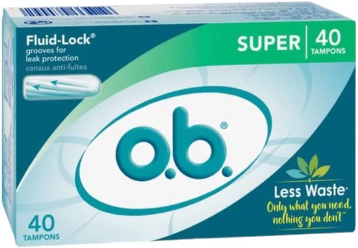 o.b. Tampons No Applicator, Unscented - 40ct, Applicator-Free Tampons Super, Feminine Care, Period Products - 2 Pack