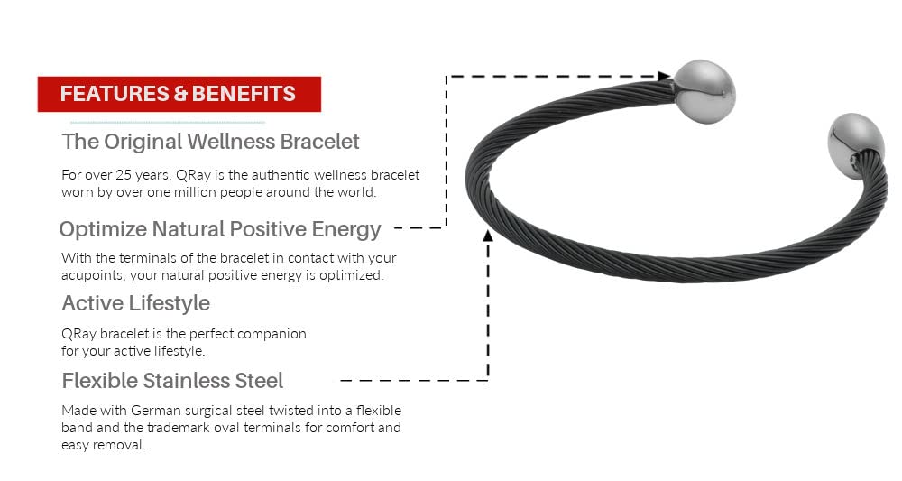 QRAY Black and White Deluxe Stainless Steel Golf Athletic Bracelet (Small: 6~7)