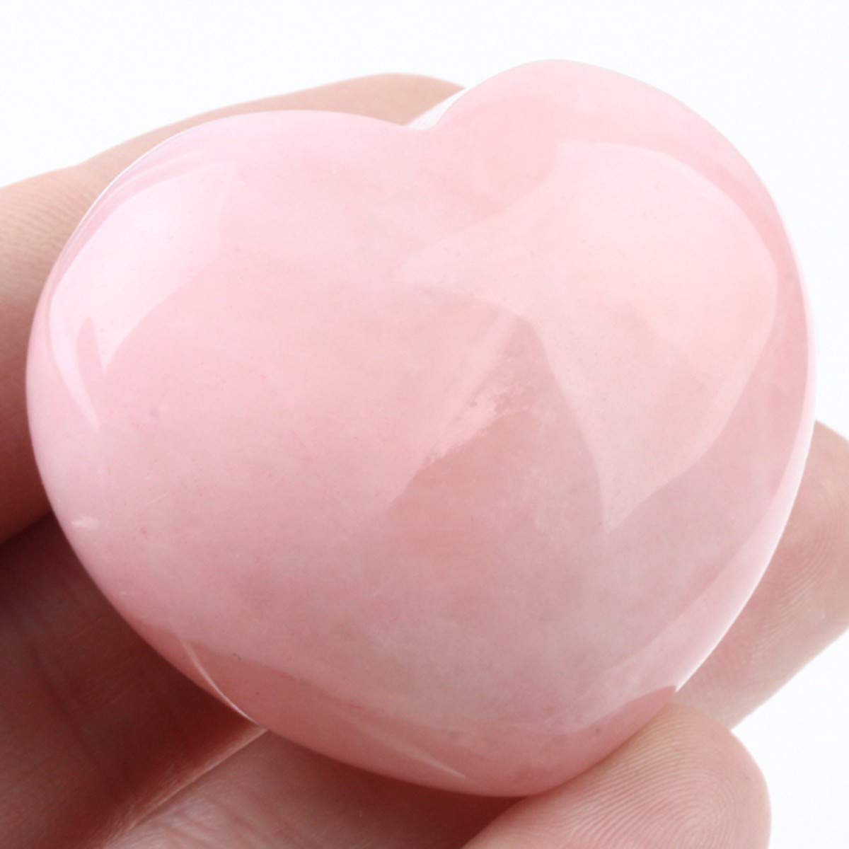 Rockcloud Healing Crystal Natural Rose Quartz Heart Love Carved Palm Worry Stone Chakra Reiki Balancing
