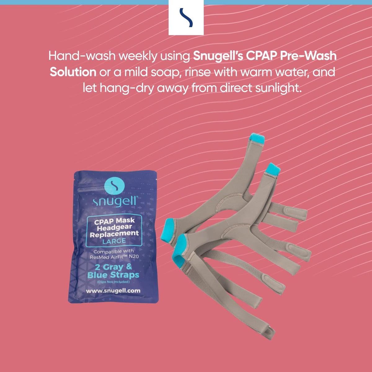 Replacement Straps for AirFit ResMed N20 Large Nasal Pillow CPAP Mask by Snugell (2-Pack)