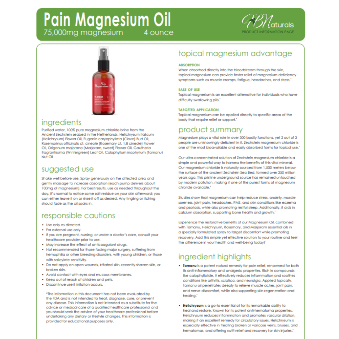 Topical Magnesium Oils - 75,000 mg per 4 oz Bottle