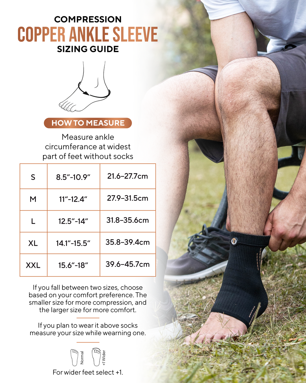Copper Compression Ankle Brace Sleeves (2 Pack)