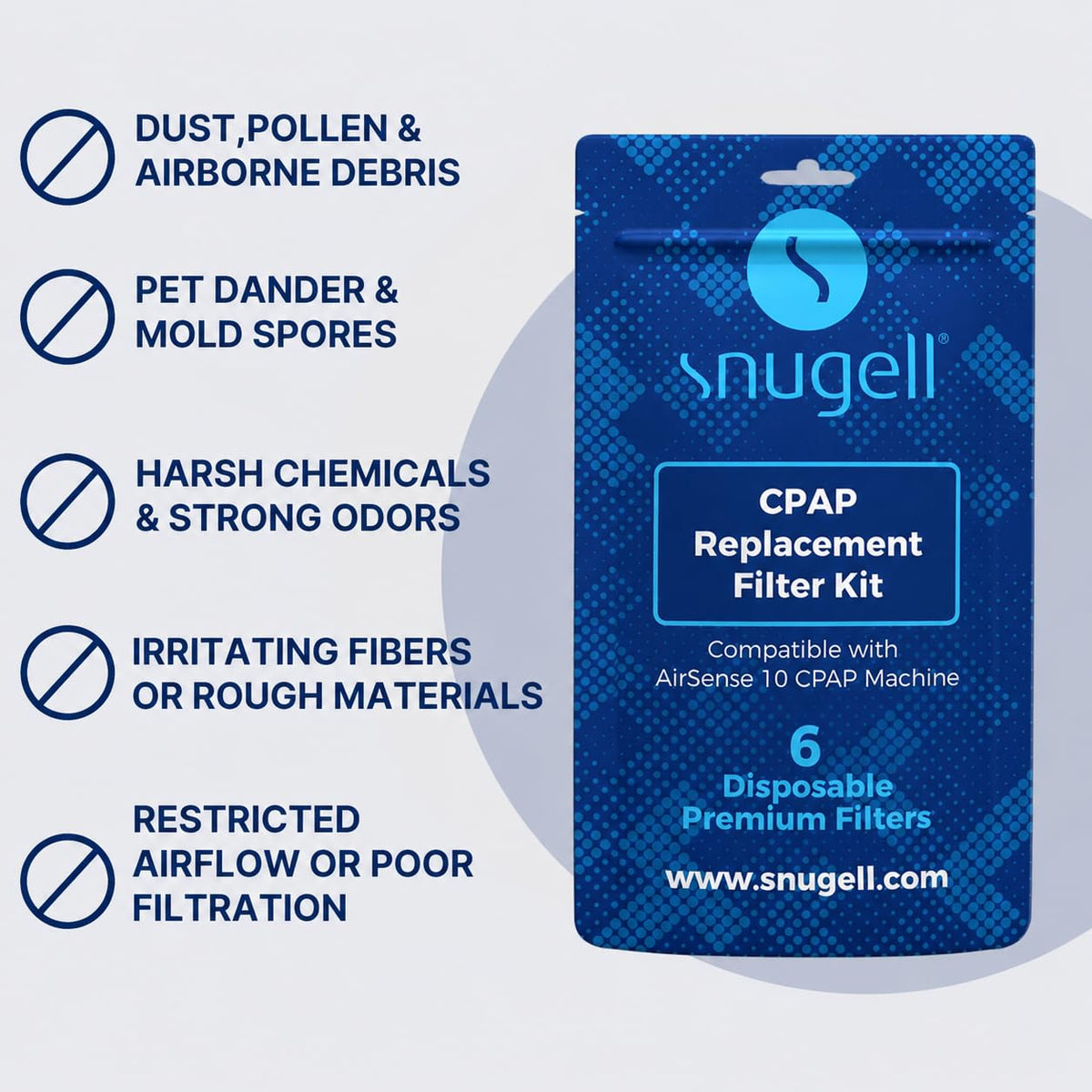 Disposable Replacement CPAP Filters for Resmed Airsense 10 (6-Pack)