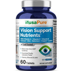 NusaPure Vision Support Nutrients with Vitamin A, C, E, Calcium, Zinc, Selenium, Copper, Lutein 60 Tablets Non-GMO Dietary Supplement