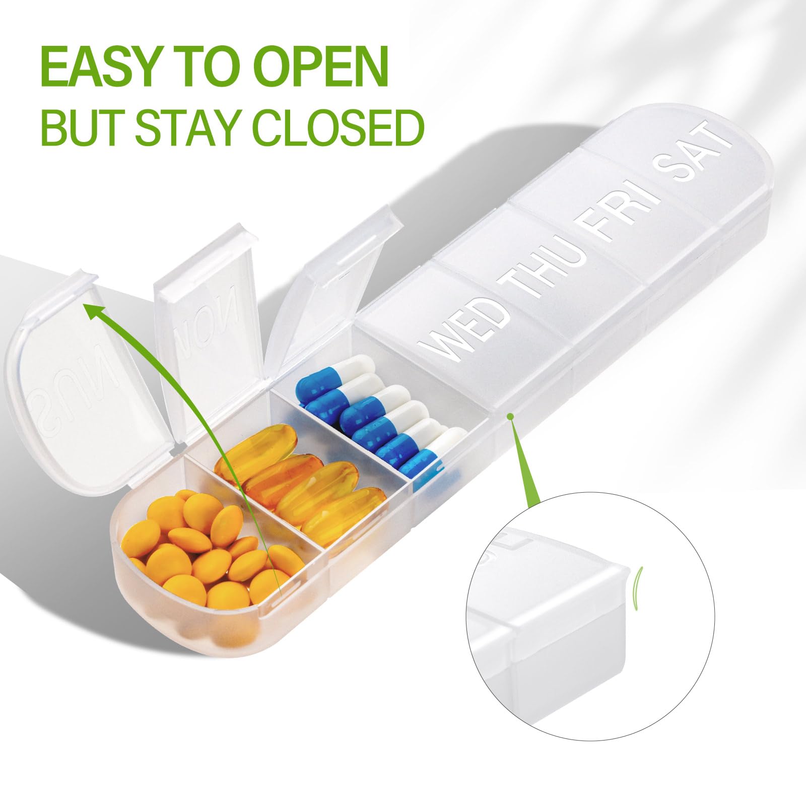 Weekly Pill Organizer 2 Times a Day, Travel Pill Box 7 Day Extra Large Compartments Vitamin Holder, Daily Pill Container 7day XL
